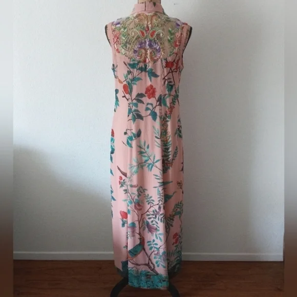 Soft Surroundings Chinoiserie Floral And Birds Maxi Dress - Picture 5 of 12